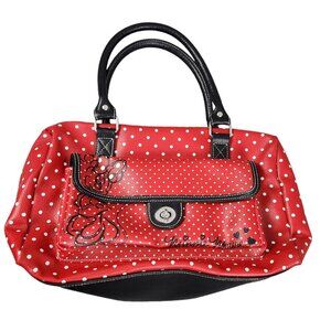 Disney Parks Minnie Mouse Red Polka Dot Handbag With Black Handles